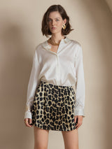 [White] SilkSilky-CA Long Sleeve Lapel Collar Women's Shirt 001