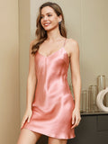 SilkSilky CA Pure Silk Sleeveless V Neck Nightgown Pink 002