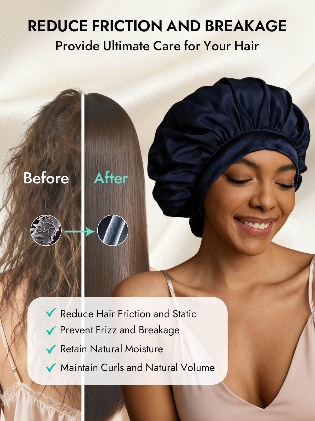 [Dark Blue] SilkSilky-CA Pure Silk Sleep Cap 003