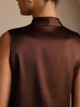 [Bitter Chocolate] SilkSilky-CA Sleeveless Tie Neck Camisole 005