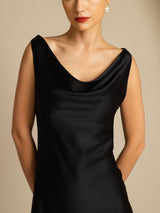 [Black] SilkSilky-CA Sleeveless Cowl Neck Dress 003