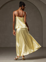 [Yellow] SilkSilky-CA Spaghetti Strap Cowl Neck Camisole 002