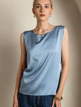 [Grayish Blue] SilkSilky-CA Sleeveless Round Neck Camisole 004