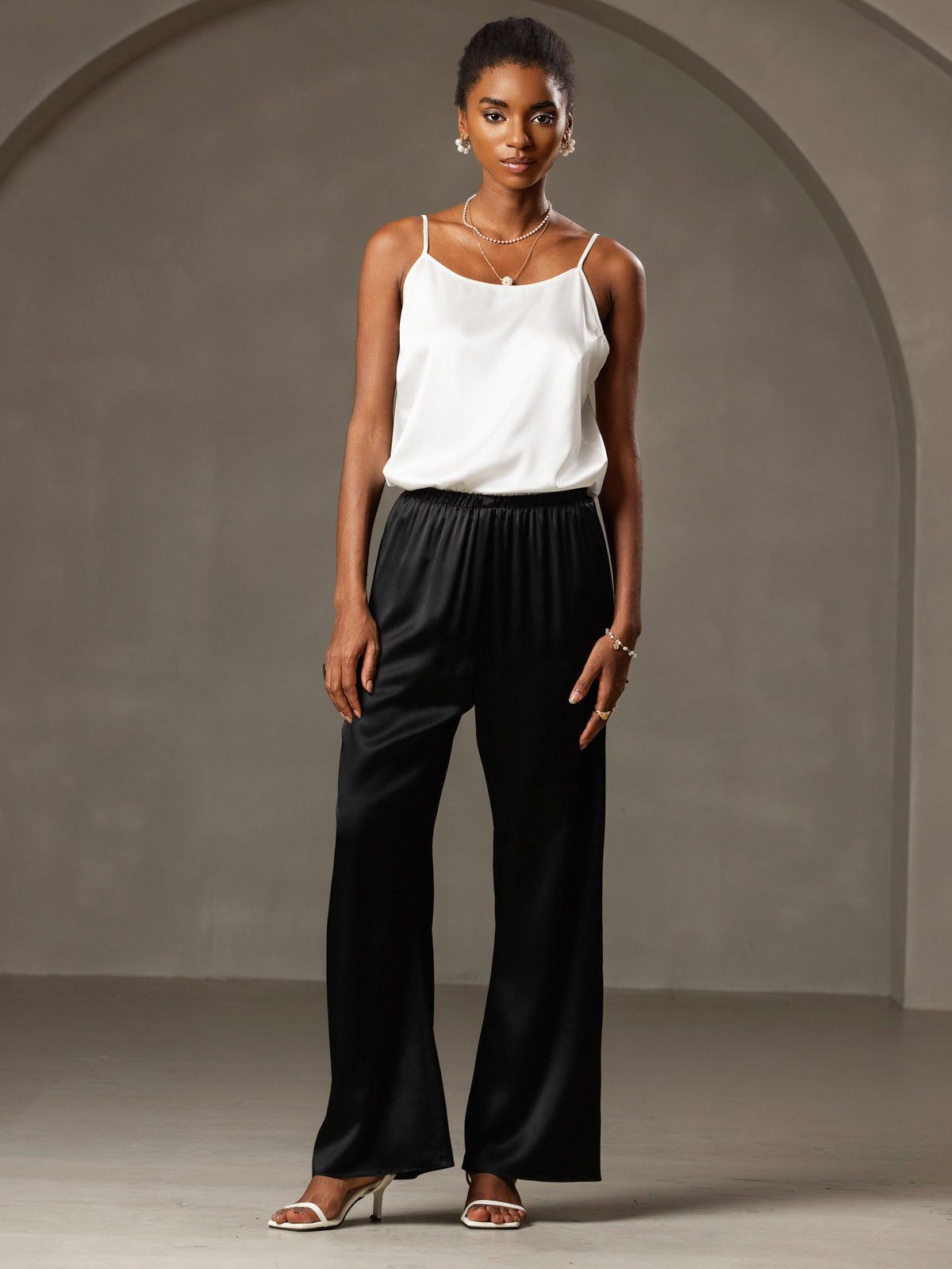 [Black] SilkSilky-CA 19Momme Silk Womens Pants 005