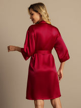 [Wine] SilkSilky-CA 3/4 Sleeve Women's Robe 002