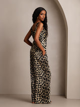 [Leopard] SilkSilky-CA Pure Silk Boat Neck Camisole Set 002,