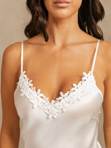 [White] SilkSilky-CA Spaghetti Strap Nightgown 005