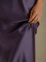 [Purple Gray] SilkSilky-CA Spaghetti Strap V Neck Dress 005