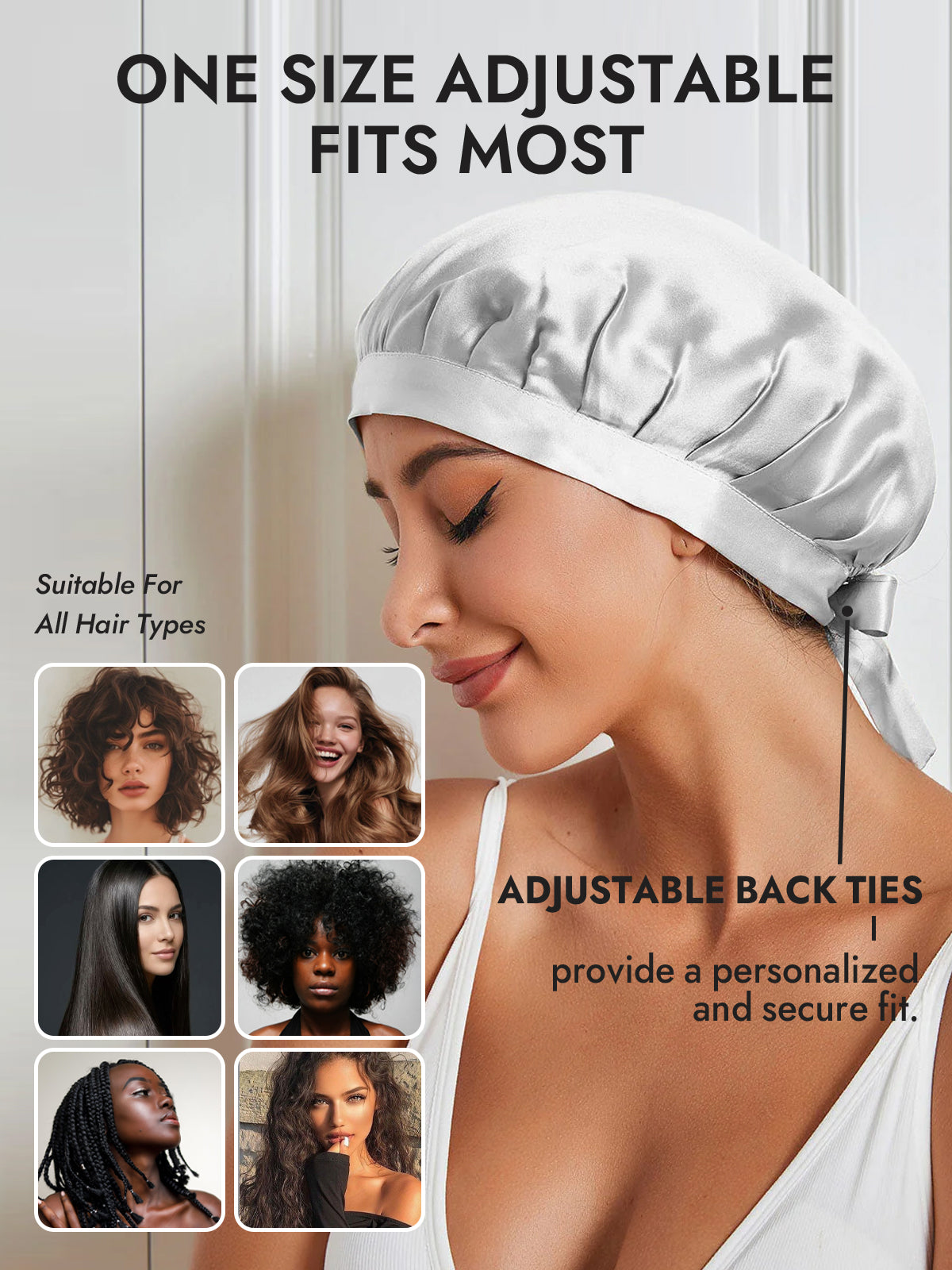 [Silver] SilkSilky-CA Pure Silk Sleep Cap 005