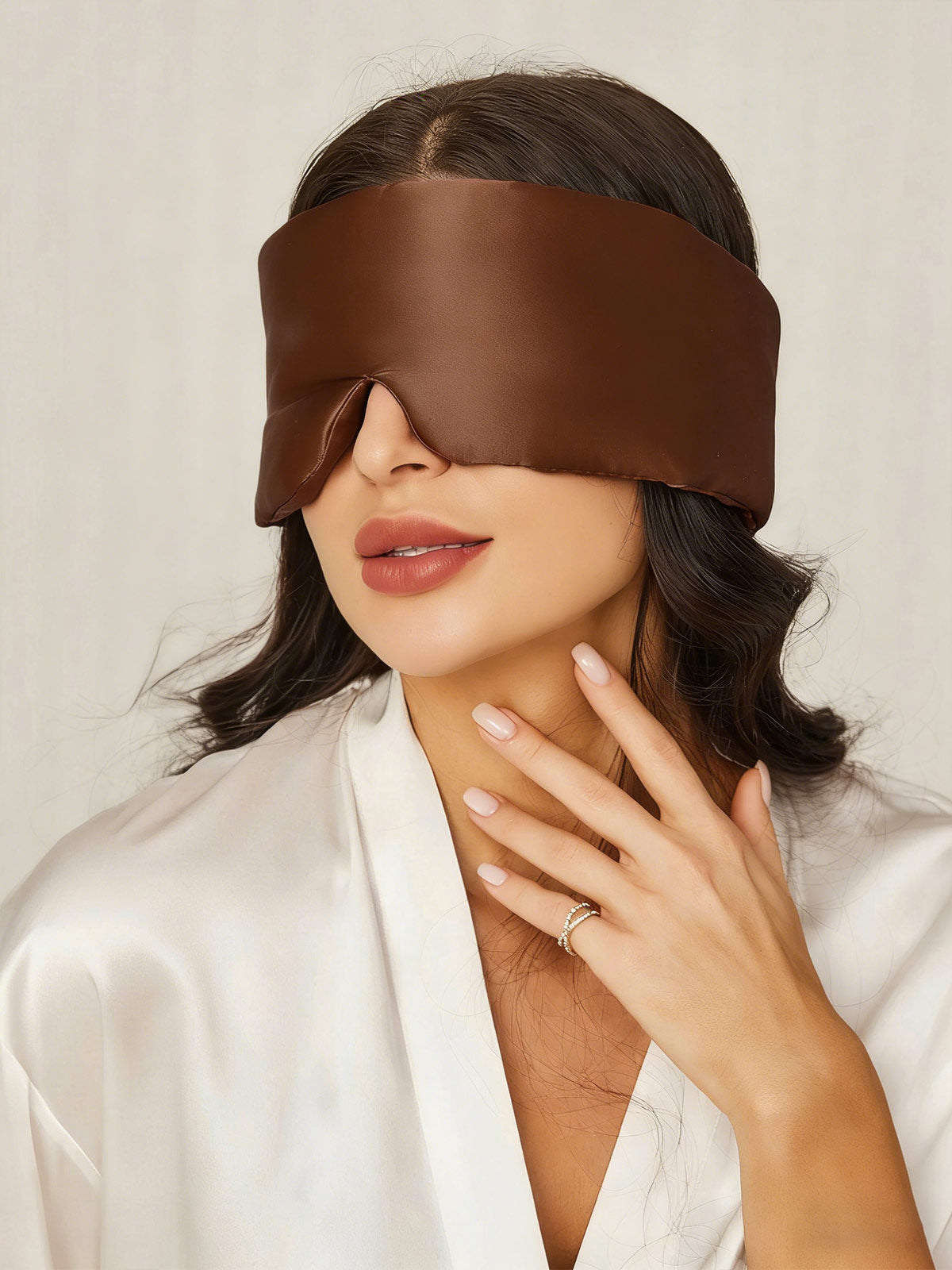 [Coffee] SilkSilky-CA 19Momme Pure Silk Eye Mask 001
