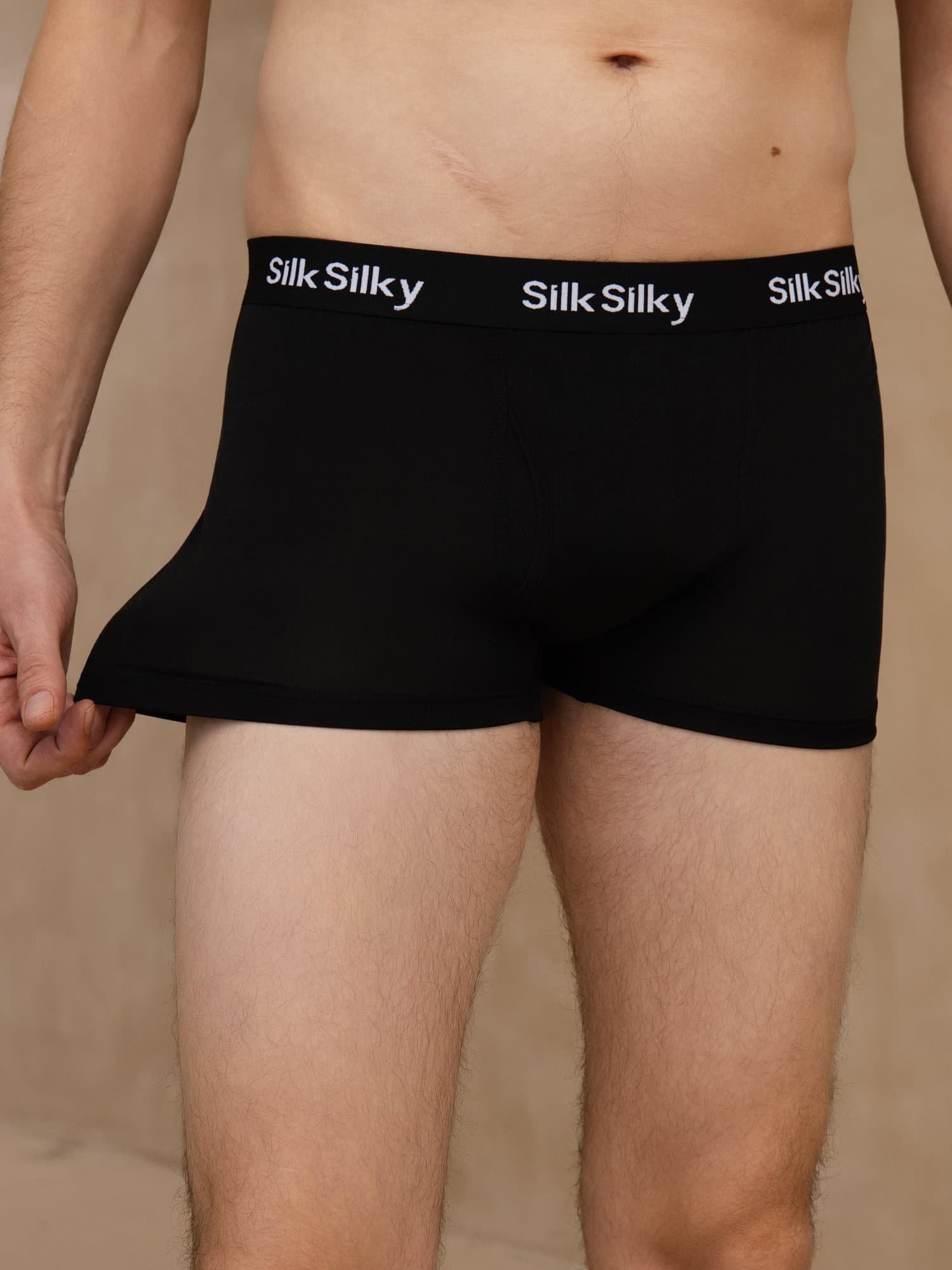 [Black] SilkSilky-CA 100% Silk Jersey Men's Underwear 004