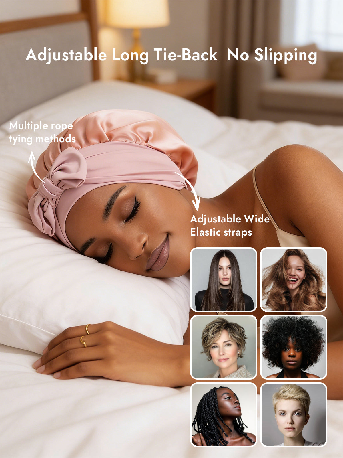 [Pink] SilkSilky-CA Pure Silk Sleep Cap 004