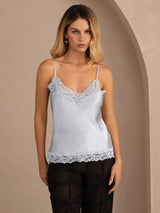 [Grayish Blue] SilkSilky-CA Spaghetti Strap V Neck Camisole 003