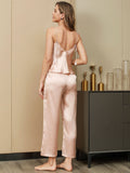 SilkSilky CA Pure Silk Sleeveless V Neck Women's Pajamas Champagne 002