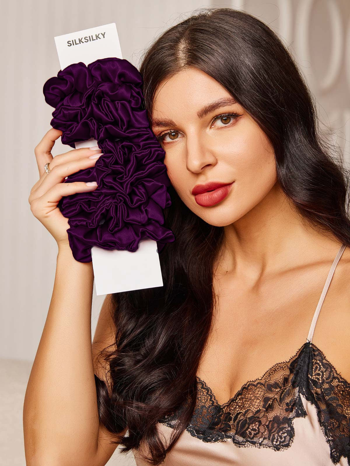 [Deep Purple] SilkSilky-CA 19Momme Pure Silk Scrunchie 002