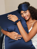 SilkSilky CA 19Momme Pure Silk Pillowcase Set DarkBlue 001