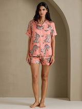 [Pink Cat] SilkSilky-CA Short Sleeve Lapel Collar Women's Pajamas 009