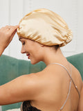 SilkSilky-CA Pure Silk Sleep Cap Champagne 001