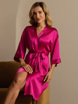 [Rose Red] SilkSilky-CA 3/4 Sleeve Women's Robe 004
