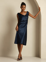 [Dark Blue] SilkSilky-CA Sleeveless Cowl Neck Dress 006