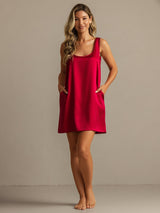 [Wine] SilkSilky-CA 19Momme Machine-Washable Silk Sleeveless Scoop Neck Nightgown 003