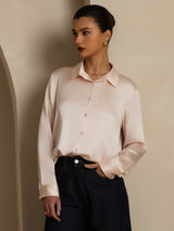 [Light Pink] SilkSilky-CA Long Sleeve Lapel Collar Women's Shirt 008