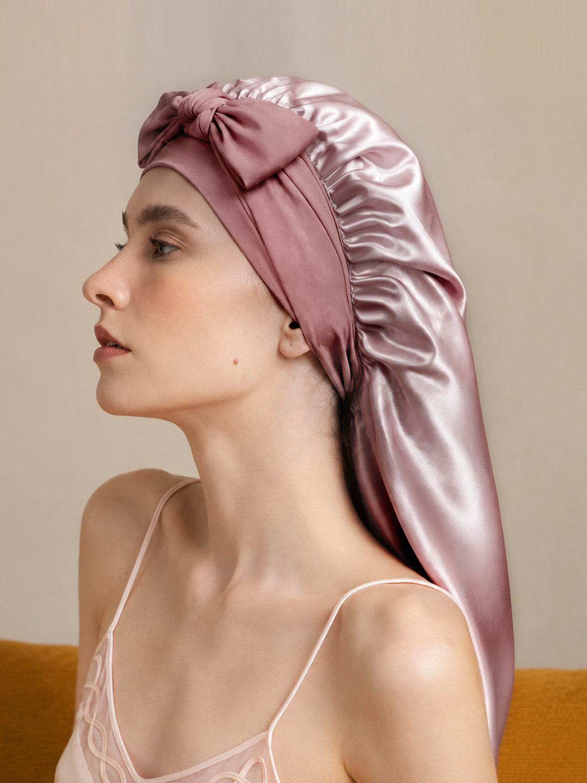 [Pink] SilkSilky-CA Sleep Cap 001