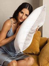 [LightGray+White] SilkSilky-CA 19Momme Pure Silk Pillowcase 002