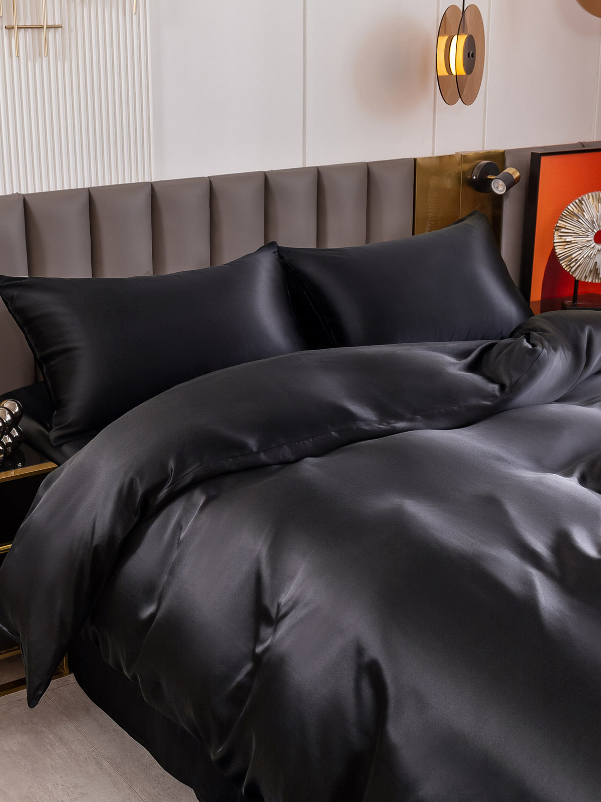 SilkSilky CA 19Momme Pure Silk Bedding Set Black 003