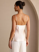 [Beige] SilkSilky-CA Spaghetti Strap V Neck Camisole 002