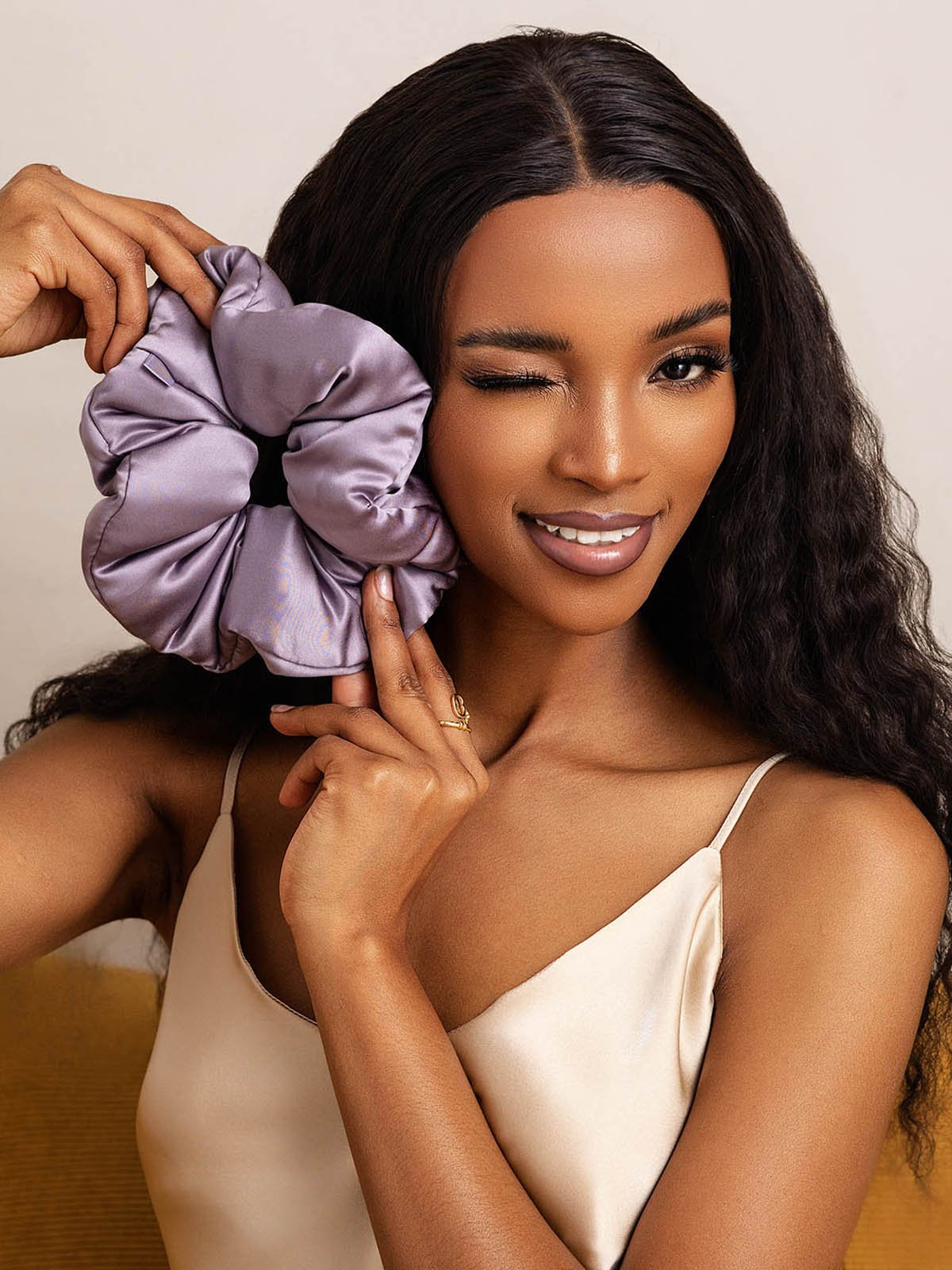[Deep Purple] SilkSilky-CA Silk Scrunchie 003