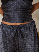 [Navy Ginkgo] SilkSilky-CA Spaghetti Strap V Neck Camisole Set 006