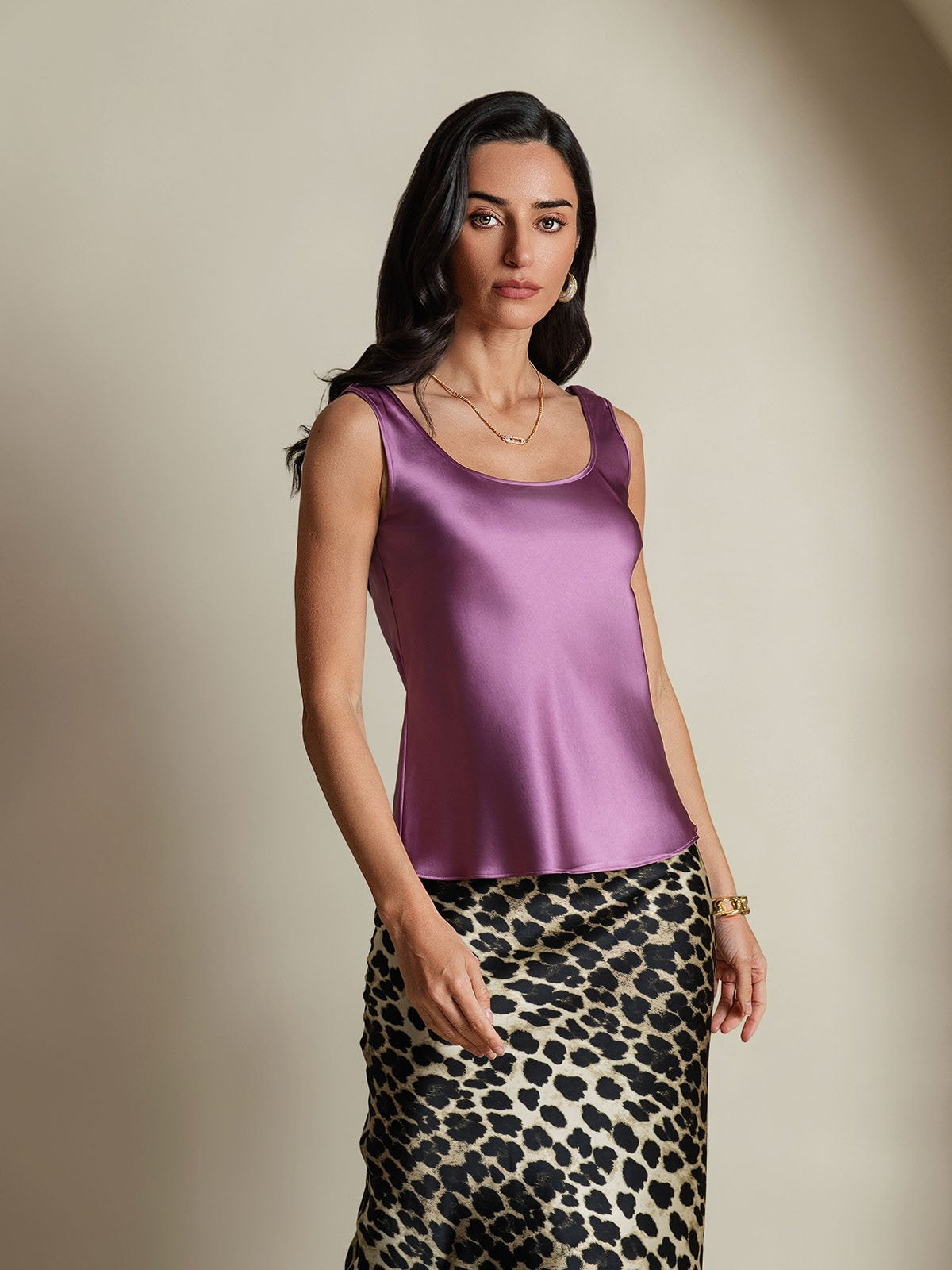 [Deep Purple] SilkSilky-CA 19Momme Silk U Neck Camisole 005