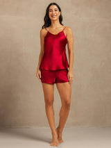 [Wine] SilkSilky-CA Spaghetti Strap V Neck Camisole Set 007