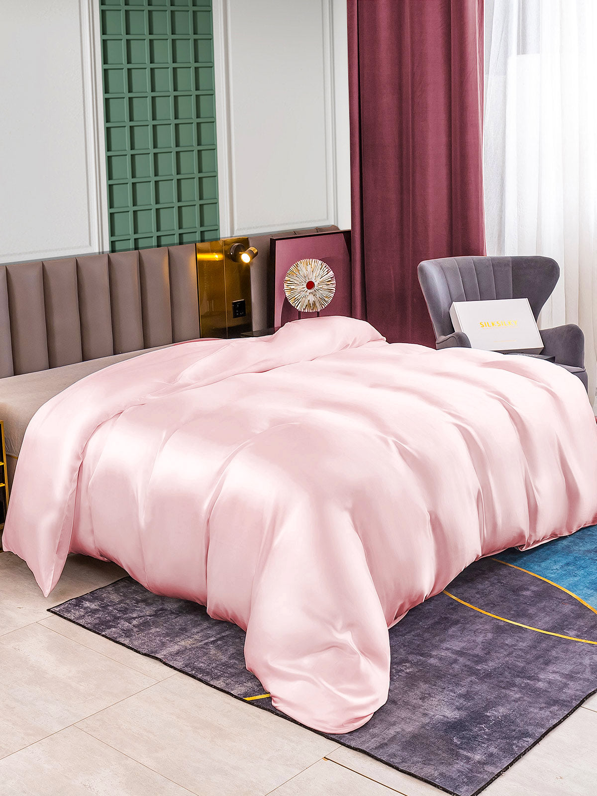 SilkSilky CA 25Momme Pure Silk Duvet Cover Pink 001