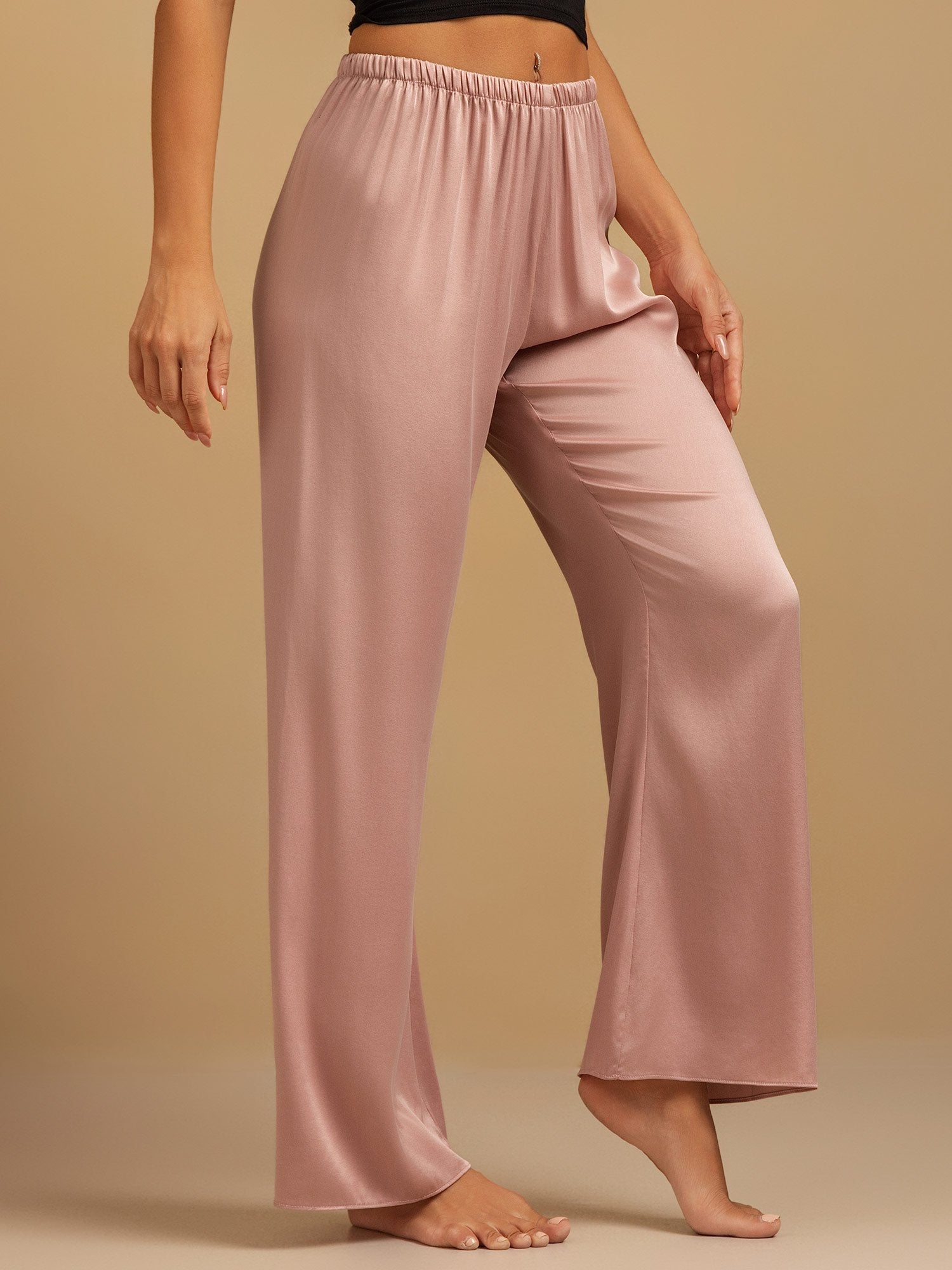 [Peach Skin] SilkSilky-CA 19Momme Machine-Washable Silk Womens Sleep Bottoms 007
