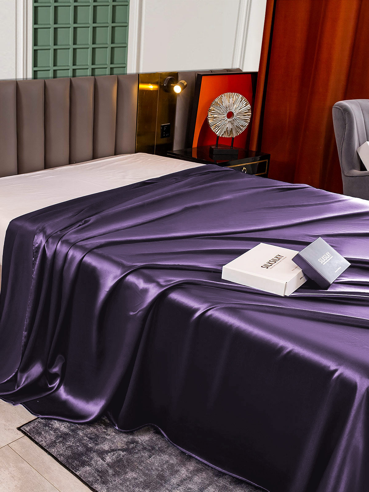 [Deep Purple] SilkSilky-CA 22Momme Pure Silk Sheet 003,
