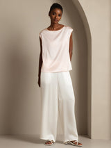 [Pink] SilkSilky-CA Cap Sleeve Round Neck Women's T-Shirt 005