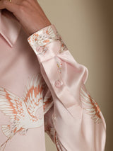 [Pink] SilkSilky-CA Long Sleeve Lapel Collar Women's Shirt 002