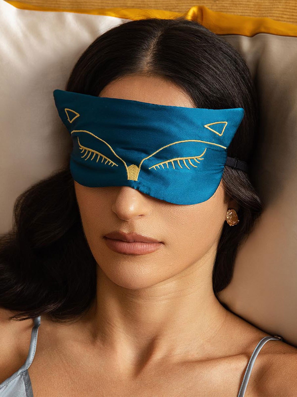 [Teal] SilkSilky-CA Pure Silk Eye Mask 001