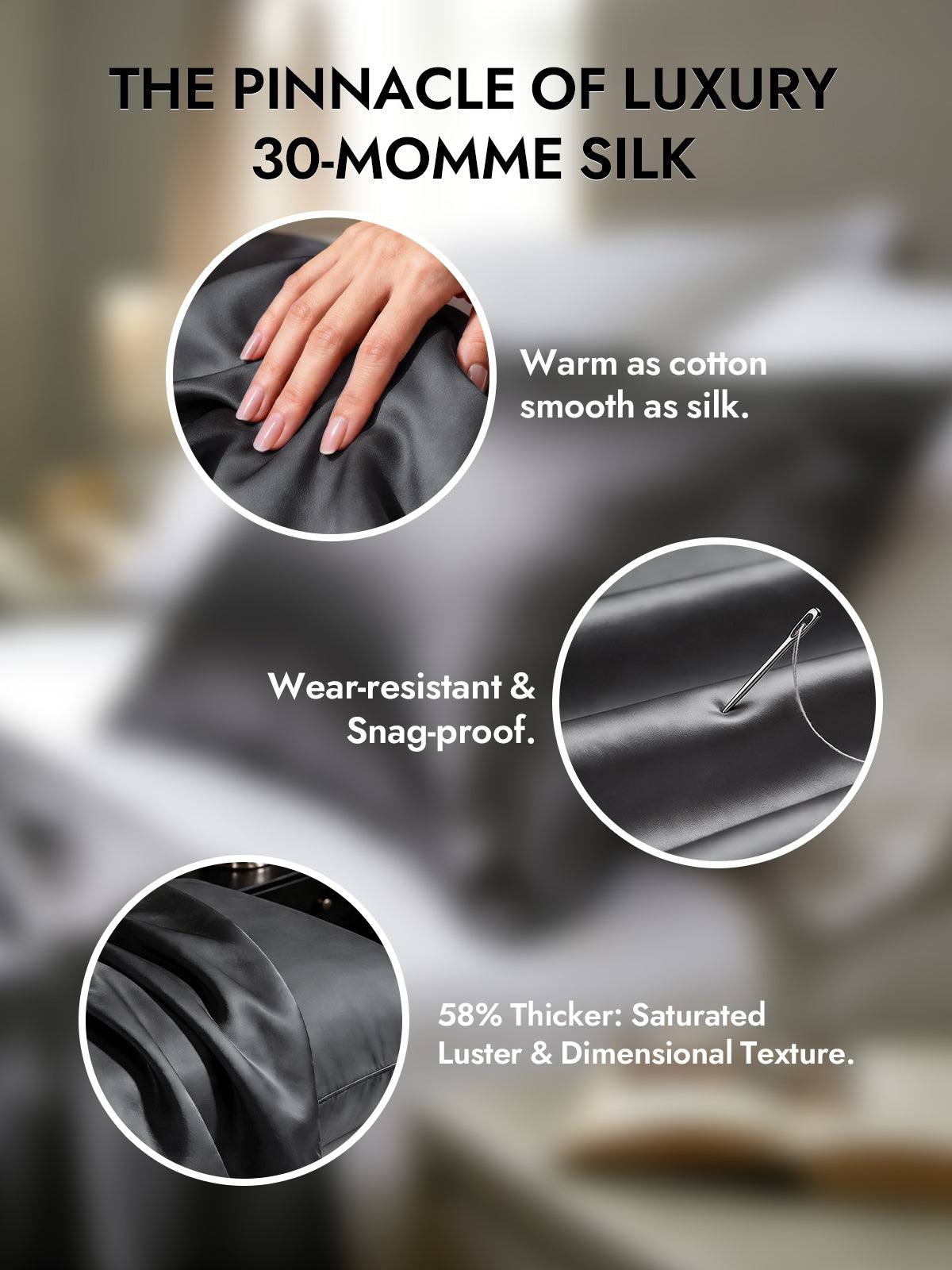 [Dark Gray] SilkSilky-CA 30Momme Pure Silk Pillowcase 002