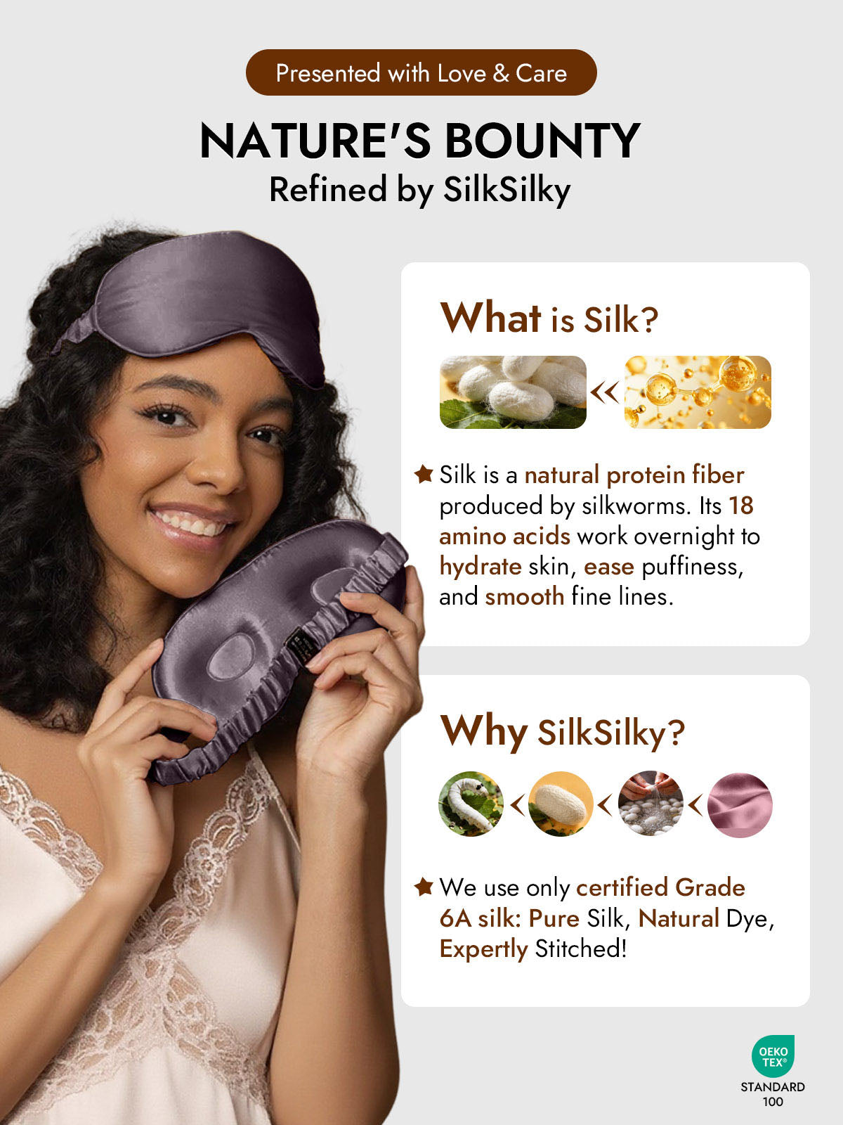 [Dark Gray] SilkSilky-CA Pure Silk Eye Mask 006