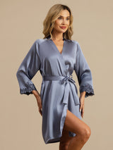 [Light Blue] SilkSilky-CA 3/4 Sleeve Women's Robe 001