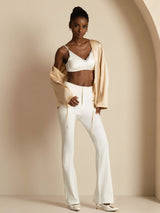 [Champagne] SilkSilky-CA 19Momme Stretch Silk Charmeuse Long Sleeve Women's Outerwear 006
