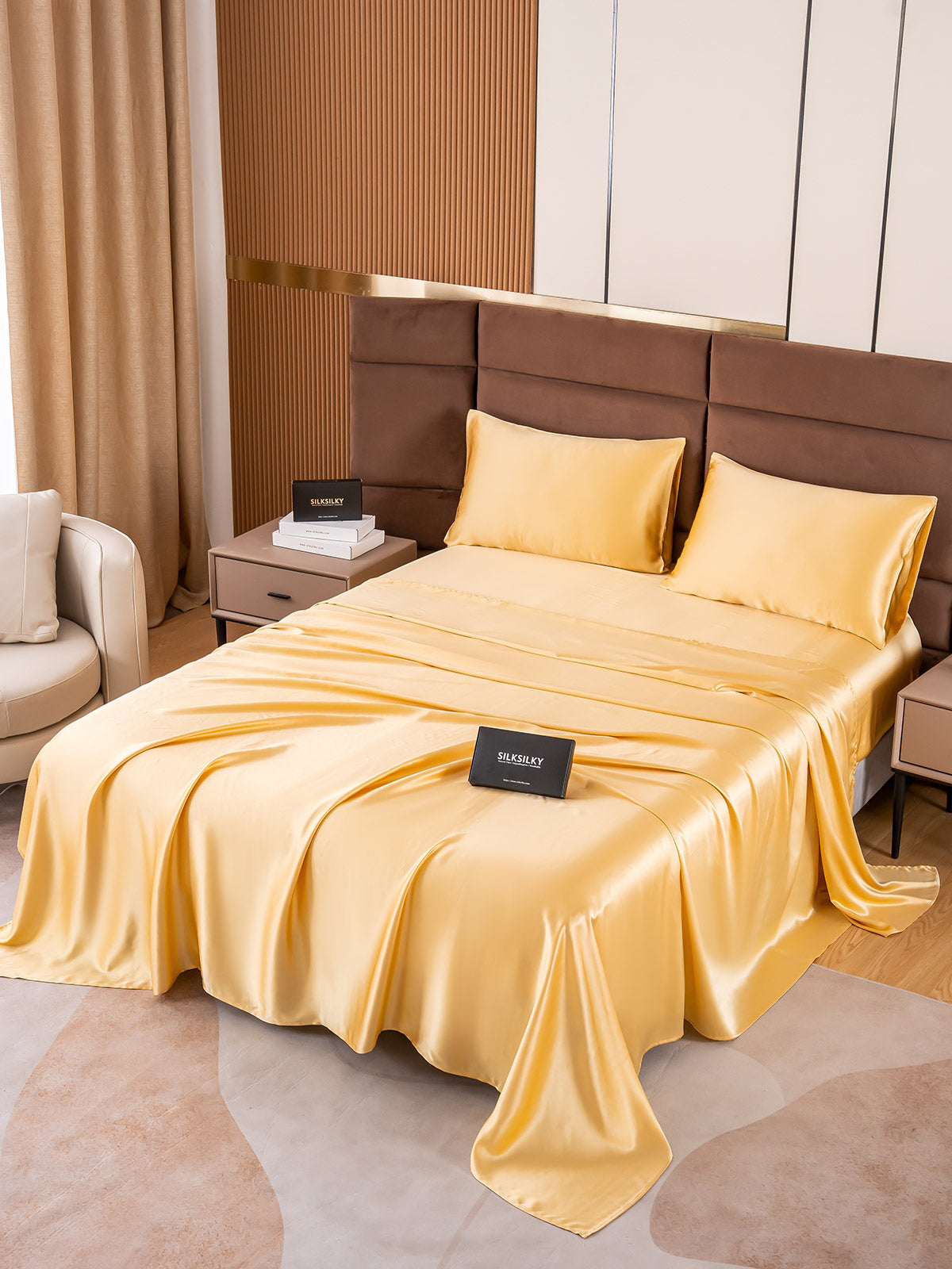 [Champagne] SilkSilky-CA 19Momme Pure Silk Bedding Set 006