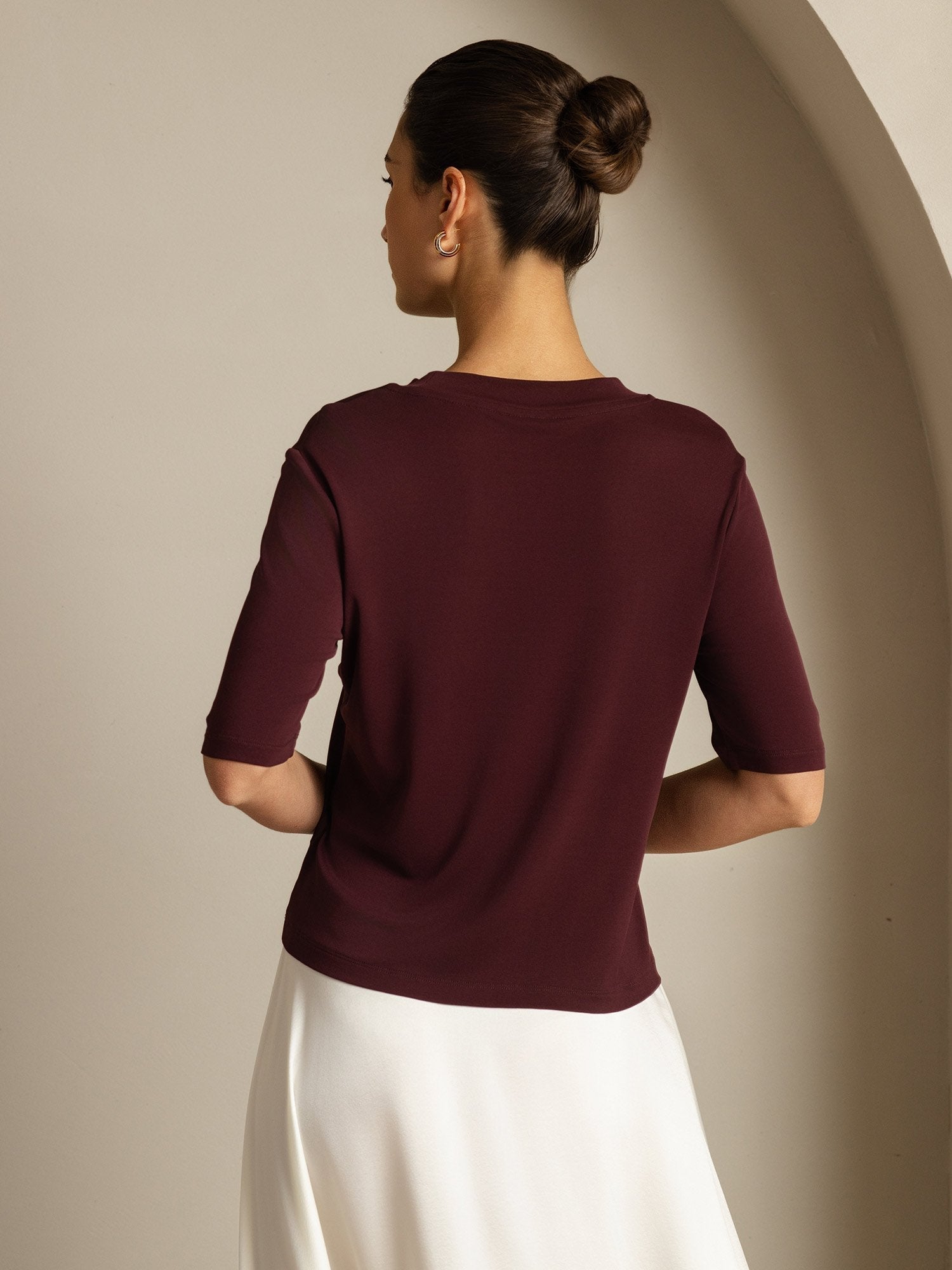 [Windsor Wine] SilkSilky-CA Pure Silk Round Neck Women's T-Shirt 002