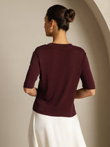 [Windsor Wine] SilkSilky-CA Half Sleeve Crew Neck Women's T-Shirt 002