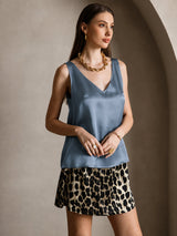 [Real Teal] SilkSilky-CA Sleeveless V Neck Camisole 001