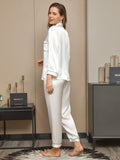 SilkSilky CA Long Sleeve Lapel Women's Pajamas White 002