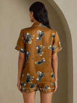 [Brown Lion] SilkSilky-CA Short Sleeve Notch Collar Women's Pajamas 002